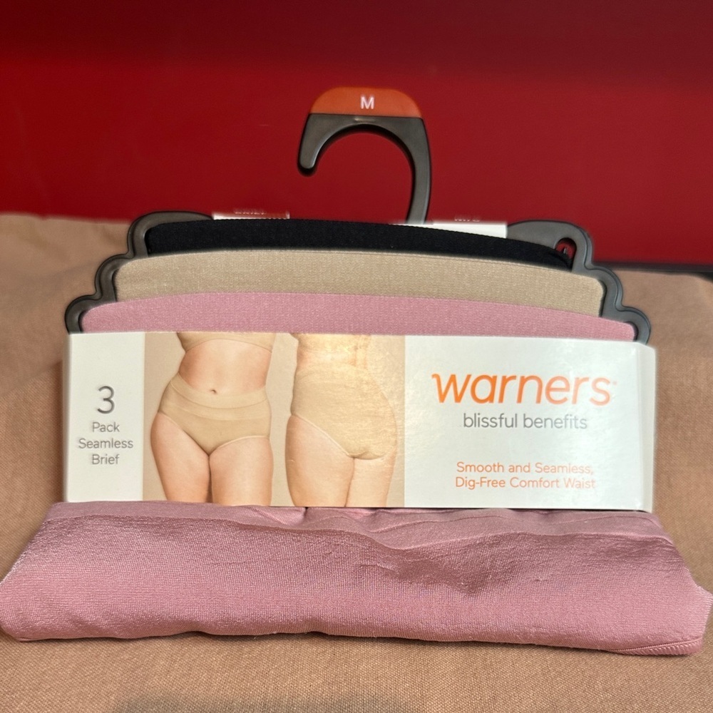 Warners Blissful Benefits 3 Pack Seamless Brief Dig Free Waist Women’s Size Med